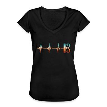 Bratschenschlüssel Herzschlag Viola Bratsche - Frauen Vintage T-Shirt - Schwarz - Vorne