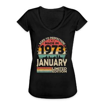 Janvier 1973 Vintage Anniversaire Rétro - T-shirt vintage Femme - noir - Devant