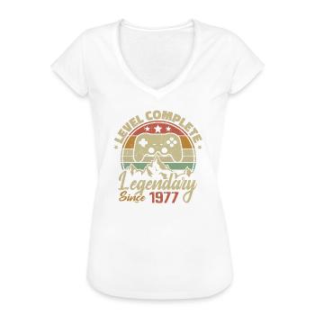 1977 Komplettes Level-Geburtstagsgeschenk - 1977 - Frauen Vintage T-Shirt - Schwarz - Vorne - Danielle (179cm)