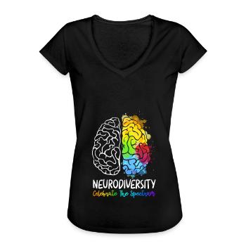 Neurodiversity Celebrate The Spectrum - Frauen Vintage T-Shirt - Schwarz - Vorne - Danielle (179cm)