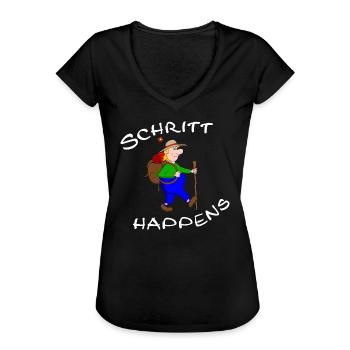 Wanderlust - Frauen Vintage T-Shirt - Schwarz - Vorne - Danielle (179cm)