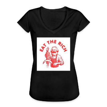 Eat the rich - Karl Marx Eat Döner Kebab Rich - Frauen Vintage T-Shirt - Schwarz - Vorne - Danielle (179cm)