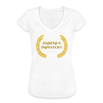 Vaccin Habemus - Corona Vaccination Gold - T-shirt vintage Femme - noir - Devant - Danielle (179cm)