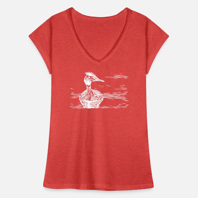 Vintage crested grebe floating on river Women's Vintage T-Shirt
