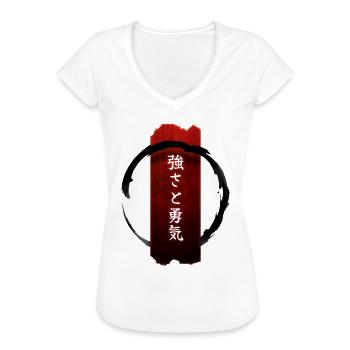 Japanisches Banner der Tapferkeit: Stärke und Mut - Frauen Vintage T-Shirt - Schwarz - Vorne - Danielle (179cm)