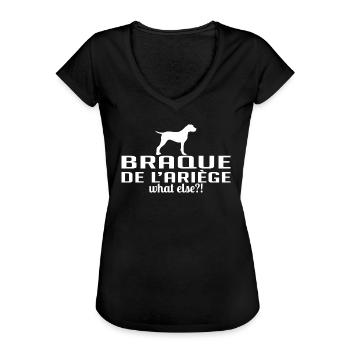 BRAQUE DE L ARIÉGE quoi d’autre chien dire Wilsigns - T-shirt vintage Femme - noir - Devant
