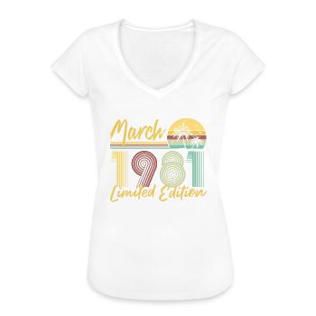 March 1981 Limited Edition - Frauen Vintage T-Shirt - Schwarz - Vorne - Danielle (179cm)