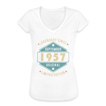 Septembre 1957 Vintage Retro Anniversaire - T-shirt vintage Femme - noir - Devant - Danielle (179cm)