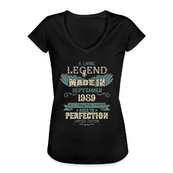 September 1959 Vintage Birthday - Women's Vintage T-Shirt - black - Front - Danielle (179cm)