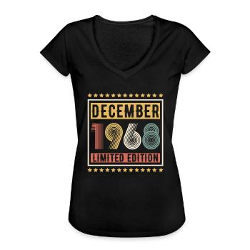 Millésime Décembre 1968 Edition Limitée Anniversaire - T-shirt vintage Femme - noir - Devant - Danielle (179cm)