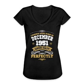 Millésime Vieilli parfaitement décembre 1951 - T-shirt vintage Femme - noir - Devant - Danielle (179cm)