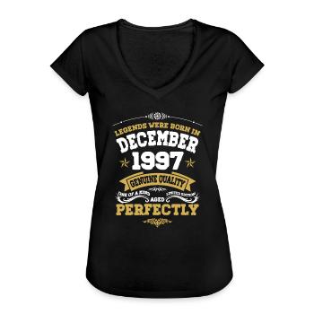 Millésime Vieilli parfaitement Décembre 1997 - T-shirt vintage Femme - noir - Devant - Danielle (179cm)