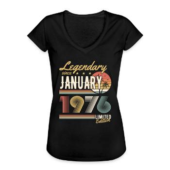 Legendary Since January 1976 Limited Edition - Frauen Vintage T-Shirt - Schwarz - Vorne