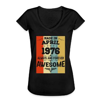 April 1976 Vintage Jahrgang Geburtstag - Frauen Vintage T-Shirt - Schwarz - Vorne