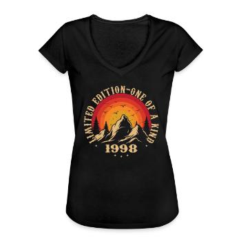 Jahrgang 1998 Retro 1998 Jubiläumsgeschenk 1998 - Frauen Vintage T-Shirt - Schwarz - Vorne - Danielle (179cm)