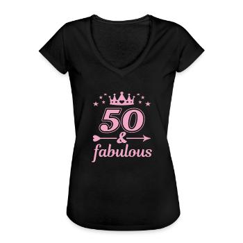 50 Jahre Geschenk 50 Geburtstag Birthday Fabulous - Frauen Vintage T-Shirt - Schwarz - Vorne