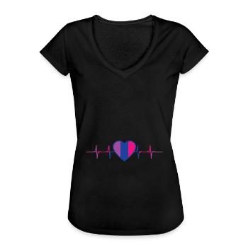 Bisexueller Heartbeat Bisexual Pride - Frauen Vintage T-Shirt - Schwarz - Vorne