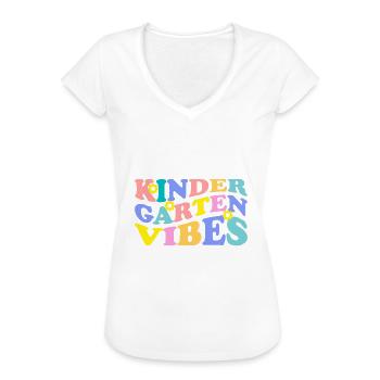Groovy Hello Kindergarten Vibes Retro Lehrer - Frauen Vintage T-Shirt - Schwarz - Vorne - Danielle (179cm)