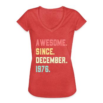 Großartig seit Dezember 1976 - Frauen Vintage T-Shirt - Rot meliert - Vorne - Danielle (179cm)