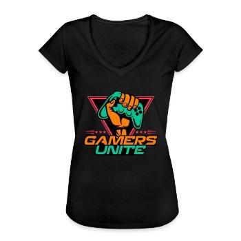 Gamers, unite! - Women's Vintage T-Shirt - black - Front - Danielle (179cm)