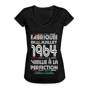 Anniversaire 60 ans - Fabriquée en Juillet 1964 - T-shirt vintage Femme - noir - Devant