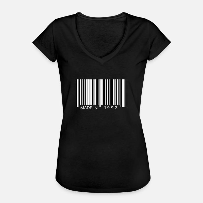 Made in 1992 Barcode Gift - Women's Vintage T-Shirt - black