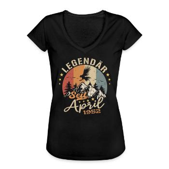 April 1952 Jahrgang geboren Vintage Geburtstag - Frauen Vintage T-Shirt - Schwarz - Vorne - Danielle (179cm)