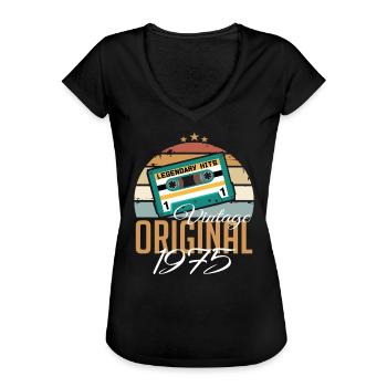 Millésime 1975 né Original 1975 anniversaire - T-shirt vintage Femme - noir - Devant