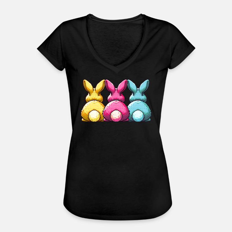 COLORFUL EASTER BUNNIES Happy Easter - Women's Vintage T-Shirt - black