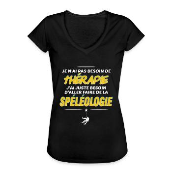 Spéléologie / Spéléo - T-shirt vintage Femme - noir - Devant