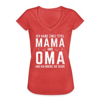 femmes mamie maman mère fête des mères cadeau - T-shirt vintage Femme - rouge chiné - Devant - Danielle (179cm)