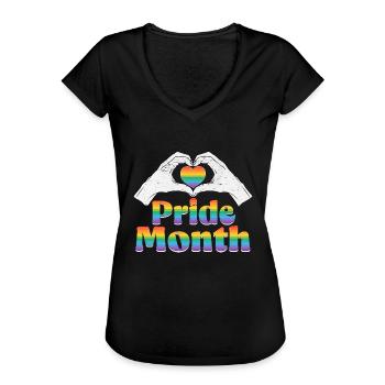 Mois de la fierté | Arc en ciel amour liberté coeur - T-shirt vintage Femme - noir - Devant - Danielle (179cm)