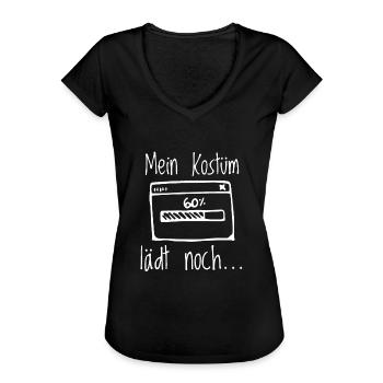 Mein Kostüm lädt noch lustiges Kostüm Karneval - Frauen Vintage T-Shirt - Schwarz - Vorne - Danielle (179cm)