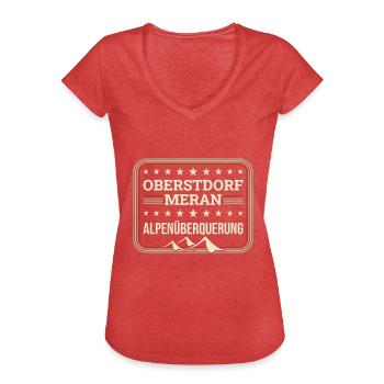 Alpenüberquerung Oberstdorf Meran E5 Fernwanderweg - Frauen Vintage T-Shirt - Rot meliert - Vorne - Danielle (179cm)