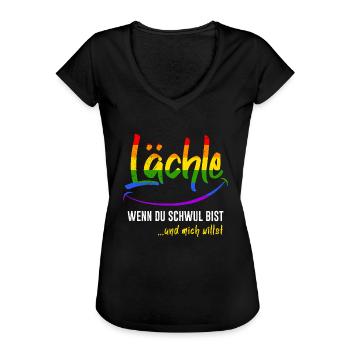 Lächle wenn du Schwul bist Gay Pride LGBT Pride - Frauen Vintage T-Shirt - Schwarz - Vorne