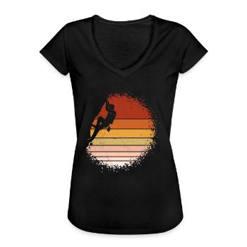 Vintage Kletter Kletterei Retro Boulder - Frauen Vintage T-Shirt - Schwarz - Vorne - Danielle (179cm)