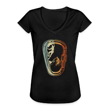 Grimper les mousquetons escalades - T-shirt vintage Femme - noir - Devant - Danielle (179cm)
