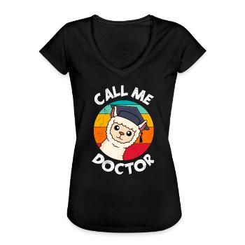 Appelez-moi Docteur Doctorat Thèse de thèse de doctorat - T-shirt vintage Femme - noir - Devant - Danielle (179cm)