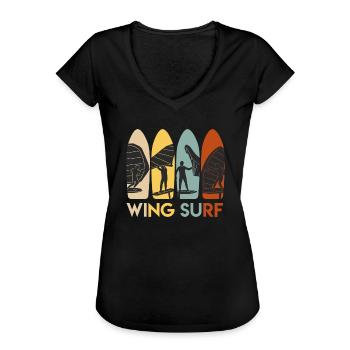 Wing Surf WIng Foil Retro Wingfoiling - Frauen Vintage T-Shirt - Schwarz - Vorne - Danielle (179cm)