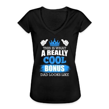 Sådan ser en rigtig sej bonusfar ud - Dame vintage T-shirt - sort - Foran - Danielle (179cm)