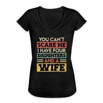 Vater 4 Töchter Papa - Frauen Vintage T-Shirt - Schwarz - Vorne