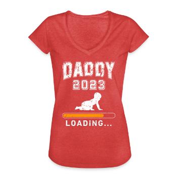 Daddy 2023 loading werdender Papa 2023 Vater 2023 - Frauen Vintage T-Shirt - Rot meliert - Vorne - Danielle (179cm)