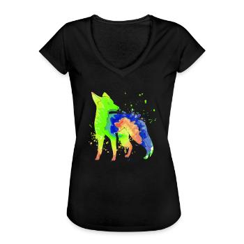 Fox Art Hunter Chasse au renard Chasse - T-shirt vintage Femme - noir - Devant - Danielle (179cm)