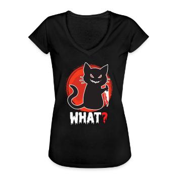 Chat tueur Halloween - T-shirt vintage Femme - noir - Devant - Danielle (179cm)