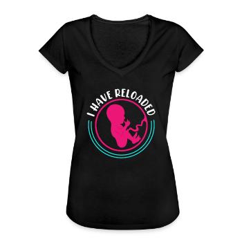 Ich habe nachgeladen zweites Kind - Frauen Vintage T-Shirt - Schwarz - Vorne - Danielle (179cm)
