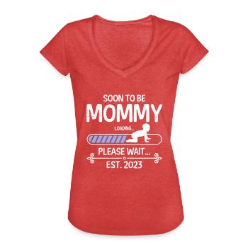 Bientôt maman 2023 Maman 2023 - T-shirt vintage Femme - rouge chiné - Devant - Danielle (179cm)