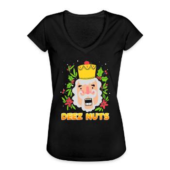 Deez Nuts Nussknacker Weihnachten Ugly Christmas - Frauen Vintage T-Shirt - Schwarz - Vorne - Danielle (179cm)