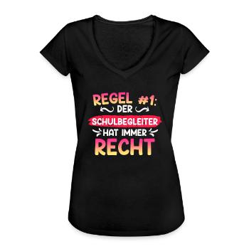 Regel Nr.1 er hat recht der Schulbegleiter - Frauen Vintage T-Shirt - Schwarz - Vorne - Danielle (179cm)
