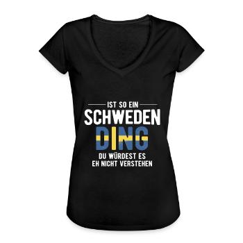Ist So Ein Schweden Ding Schweden - Frauen Vintage T-Shirt - Schwarz - Vorne - Danielle (179cm)
