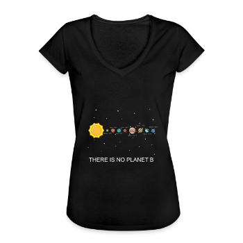 There is no Planet B Sonnensystem - Frauen Vintage T-Shirt - Schwarz - Vorne - Danielle (179cm)